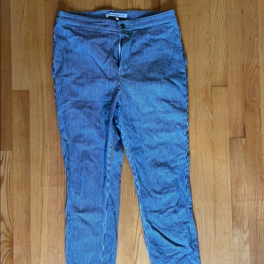 Cupcake and Cashmere Blue striped crop jeans